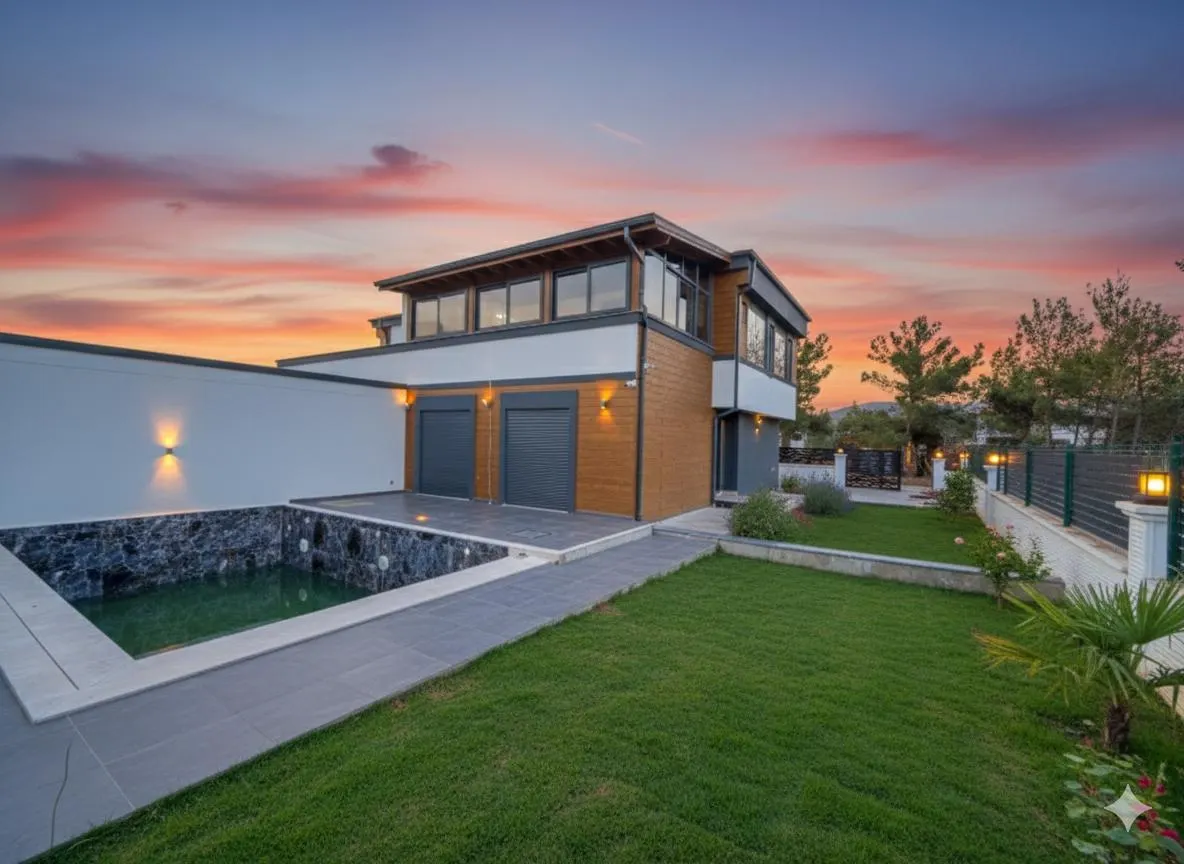 Seferihisar Kavakderede 550m² arsa, ultra lüks havuzlu satılık 3+2 villa