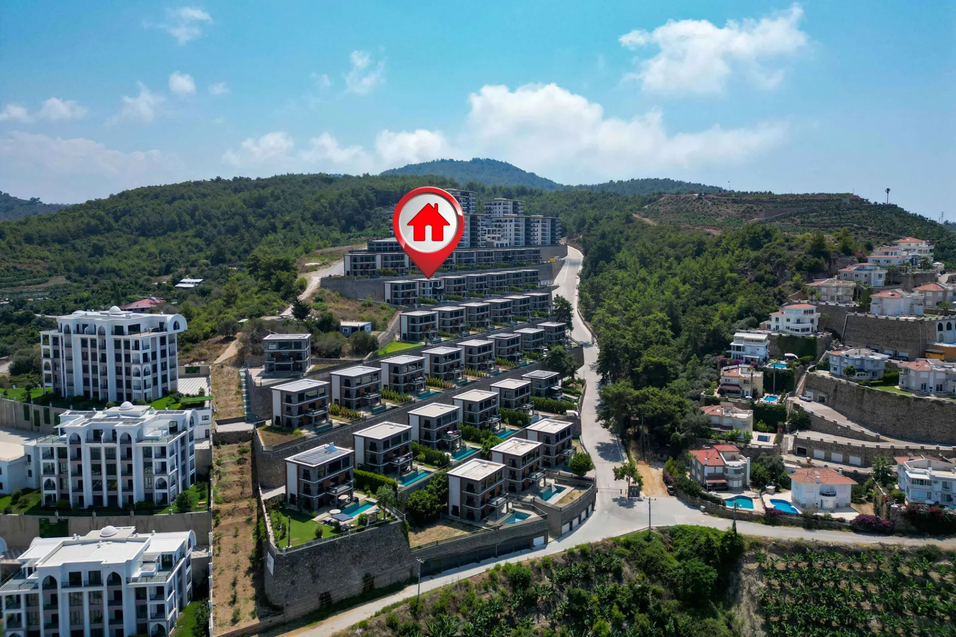 OLIMP CITY’DE ÖZEL HAVUZLU, PANORAMİK DENİZ VE DAĞ MANZARALI LÜKS 4+1 VİLLA