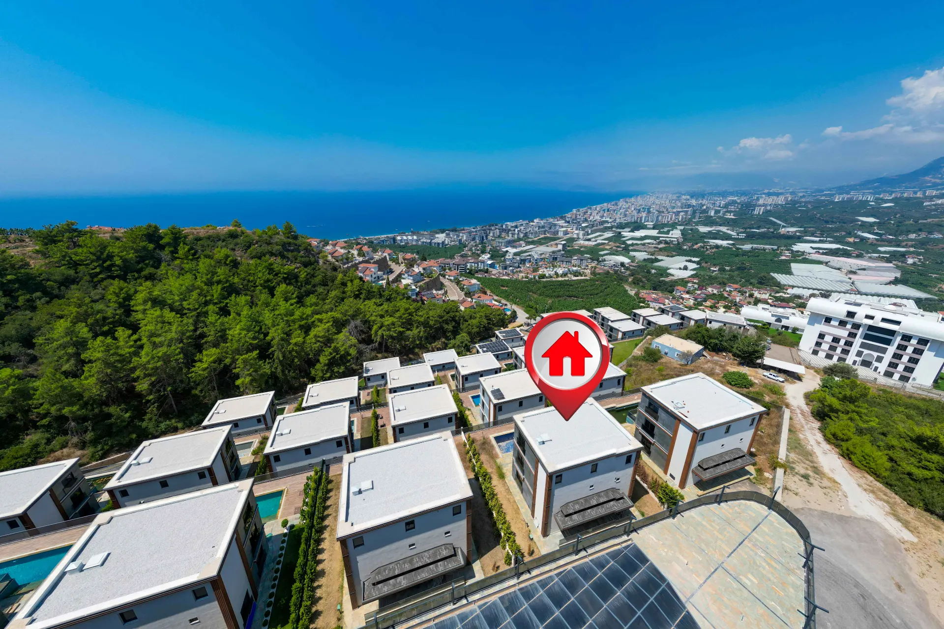 OLIMP CITY’DE ÖZEL HAVUZLU, PANORAMİK DENİZ VE DAĞ MANZARALI LÜKS 4+1 VİLLA