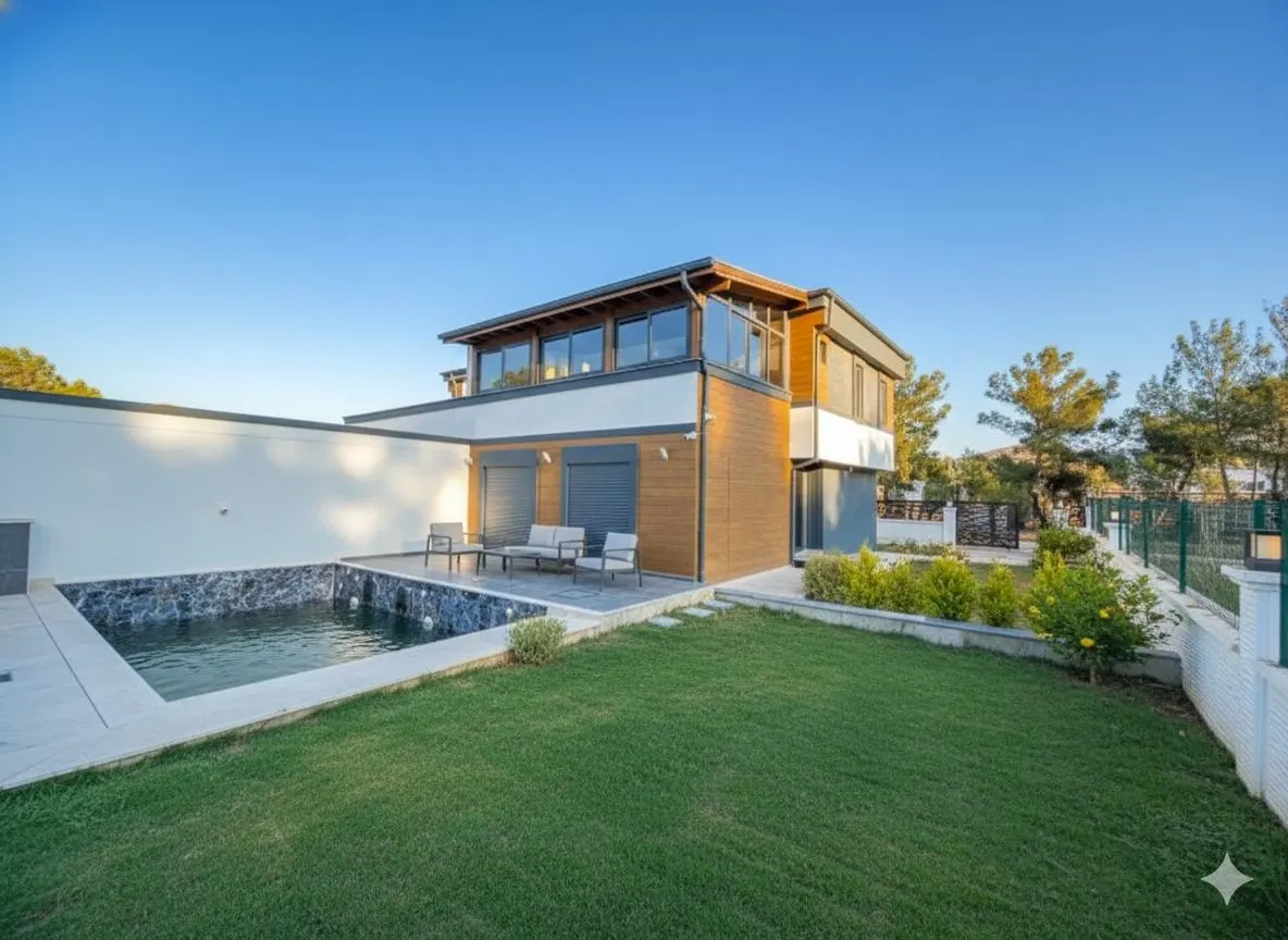 Seferihisar Kavakderede 550m² arsa, ultra lüks havuzlu satılık 3+2 villa