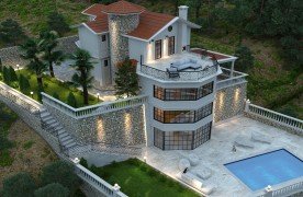 Detached villa with mountain and sea views in Kargicak Alanya.